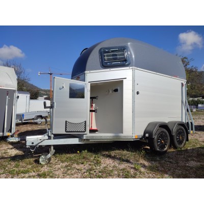 Trailer trasporto cavalli due posti in alluminio Boeckmann Champion Esprit Silver + Black