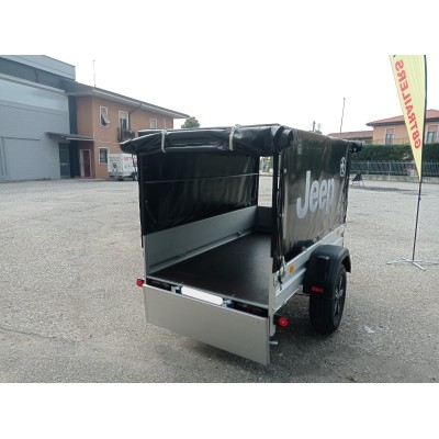 Carrello rimorchio auto mono asse con sponde in alluminio frenato