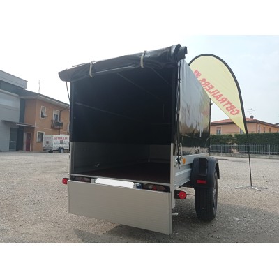 Carrello rimorchio auto mono asse con sponde in alluminio frenato