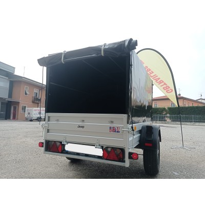 Carrello rimorchio auto mono asse con sponde in alluminio frenato