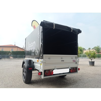 Carrello rimorchio auto mono asse con sponde in alluminio frenato